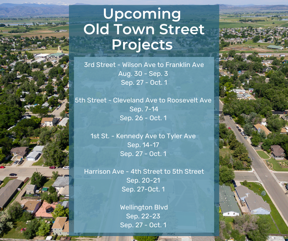 Old TOwn Streets projects upcoming Aug. 30 - Oct. 1